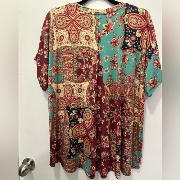 Johnny Was Thena Box Pleat Swing Tee Multi Color Size L - Picture 9 of 13